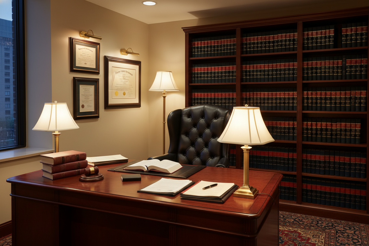 صورة تدل على مكتب محامي
